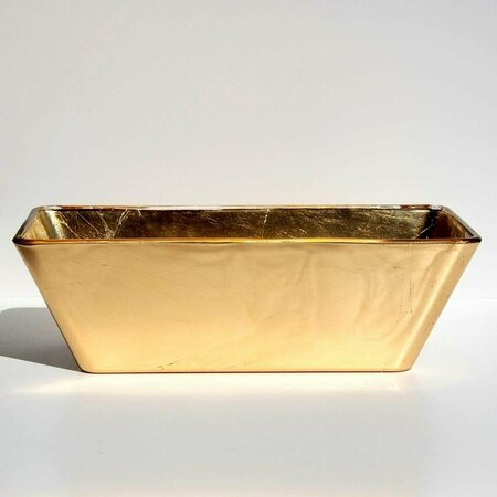 PISOS 13 in. Gilt Gilded Glass Rectangular Bowl, Gold PI3175332